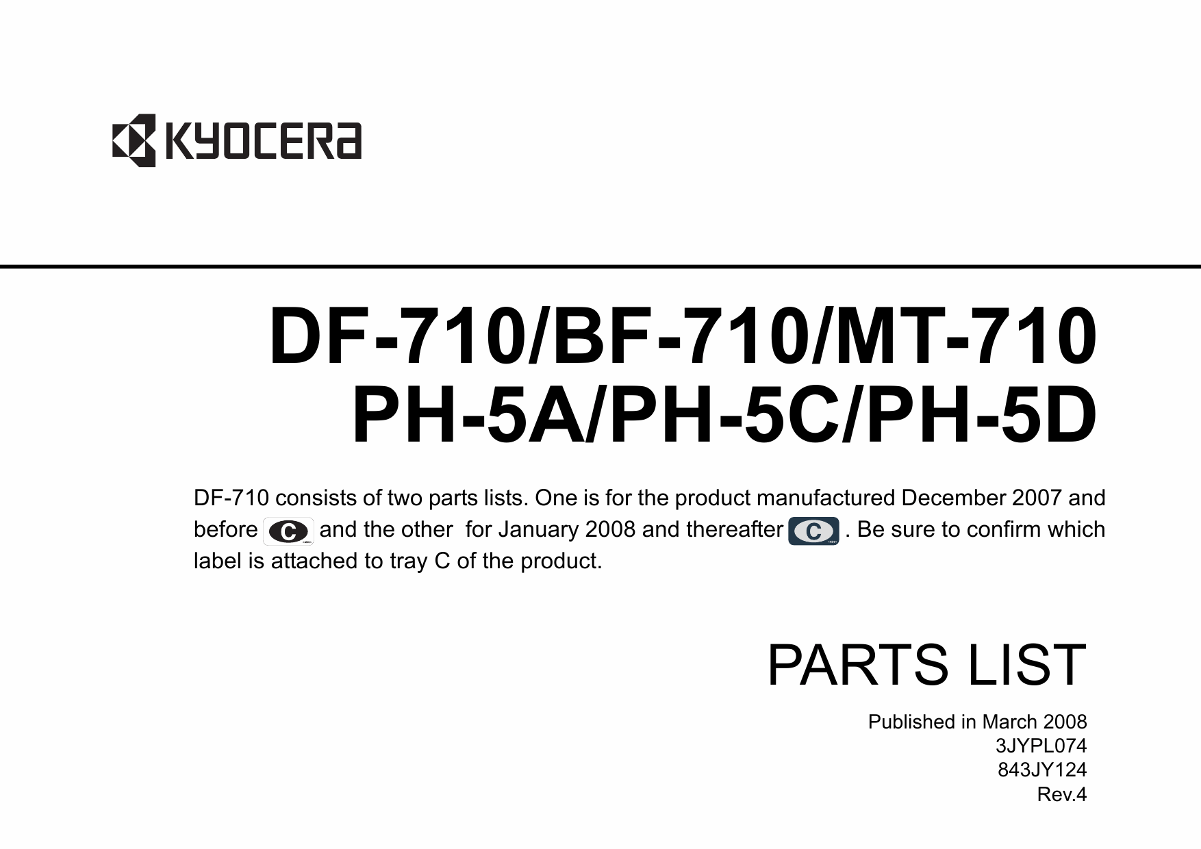 KYOCERA Options Document-Feeder DF-710 BF-710 MT-710 PH-5A PH-5C PH-5D Parts Manual-1